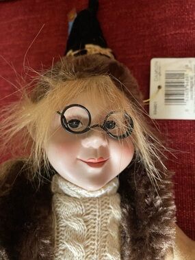 Danson Elf Doll In Neutral Colours Cable Knit Sweater Leopard Shorts, Bells